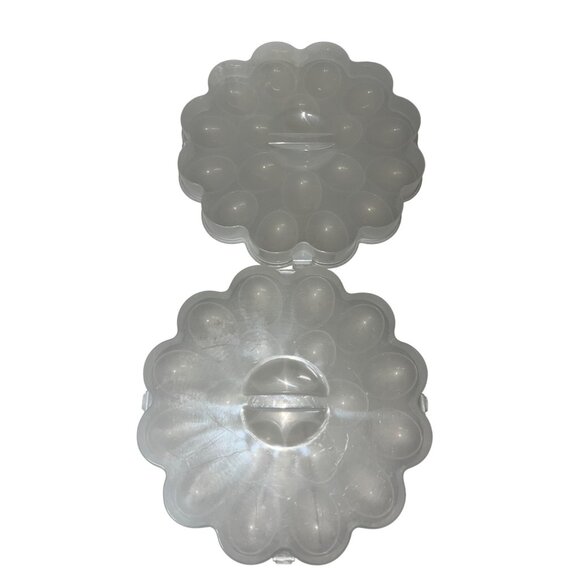 Deviled Egg Trays with Lid Used Plastic Set of 2 Stackable - Picture 4 of 9